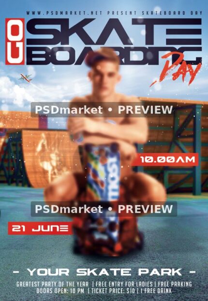 Skateboard Championships Park Flyer PSD Template — PSD template preview