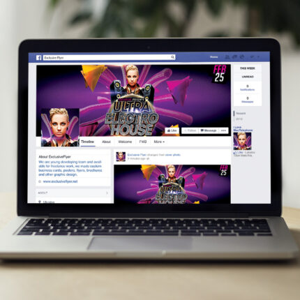 Ultra Electro House Night - Premium Flyer Template + Facebook Cover — PSD template preview
