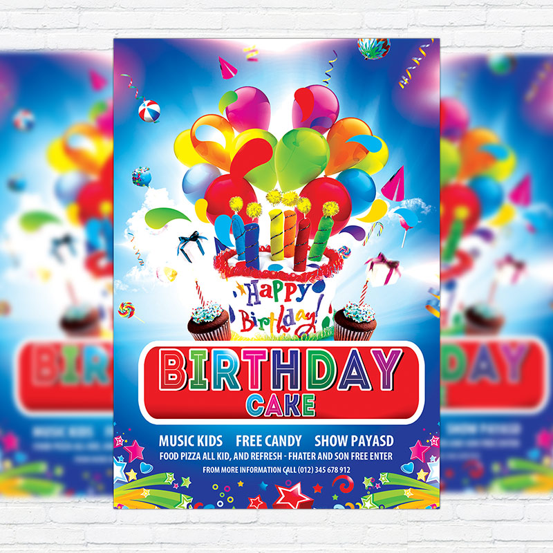 1-102.jpg Birthday Cake - Premium Flyer Template + Facebook Cover - Image 1