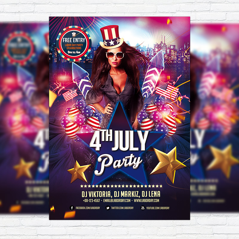 1-15-1.jpg 4th Of July Party - Free Club and Party Flyer PSD Template - Image 1
