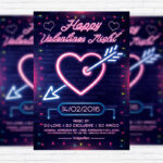 Neon Valentines Night - Premium Flyer Template + Facebook Cover