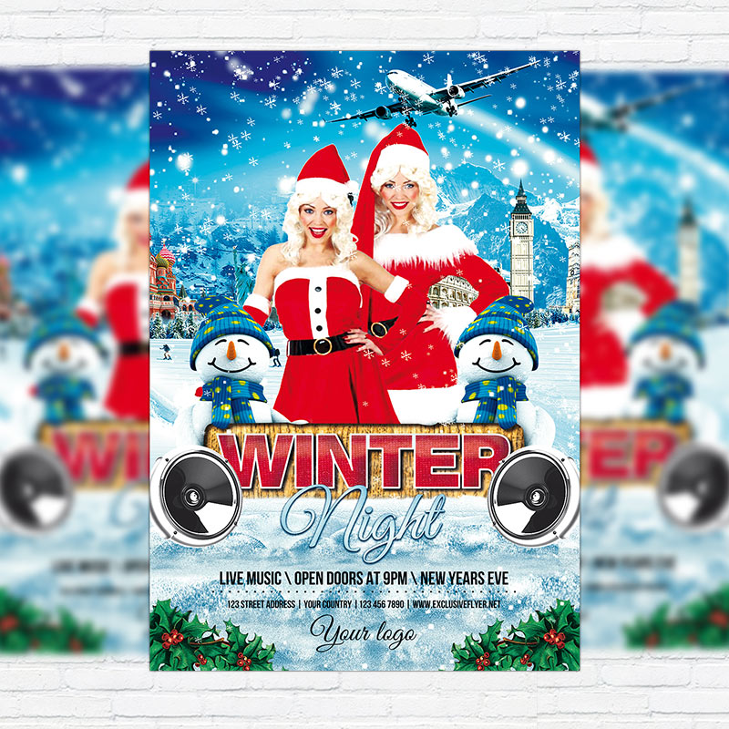 1-55.jpg Winter Night - Premium Flyer Template + Facebook Cover - Image 1