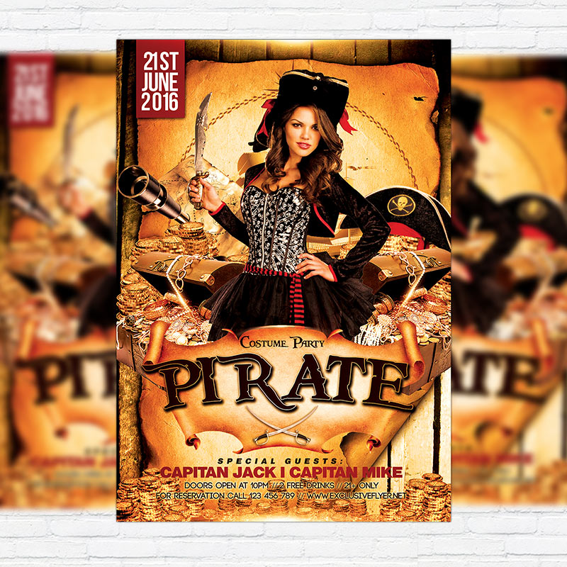 1-62.jpg Costume Pirate Party - Premium Flyer Template + Facebook Cover - Image 1