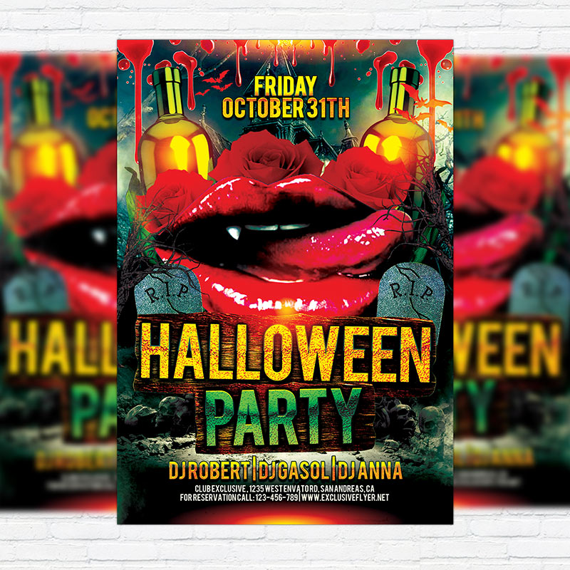 1-73.jpg Halloween Scarry Party - Premium Flyer Template + Facebook Cover - Image 1