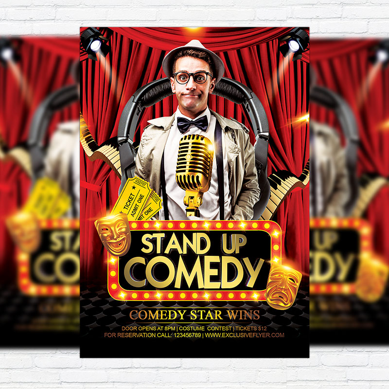 1-92.jpg Comedy Party - Premium Flyer Template + Facebook Cover - Image 1