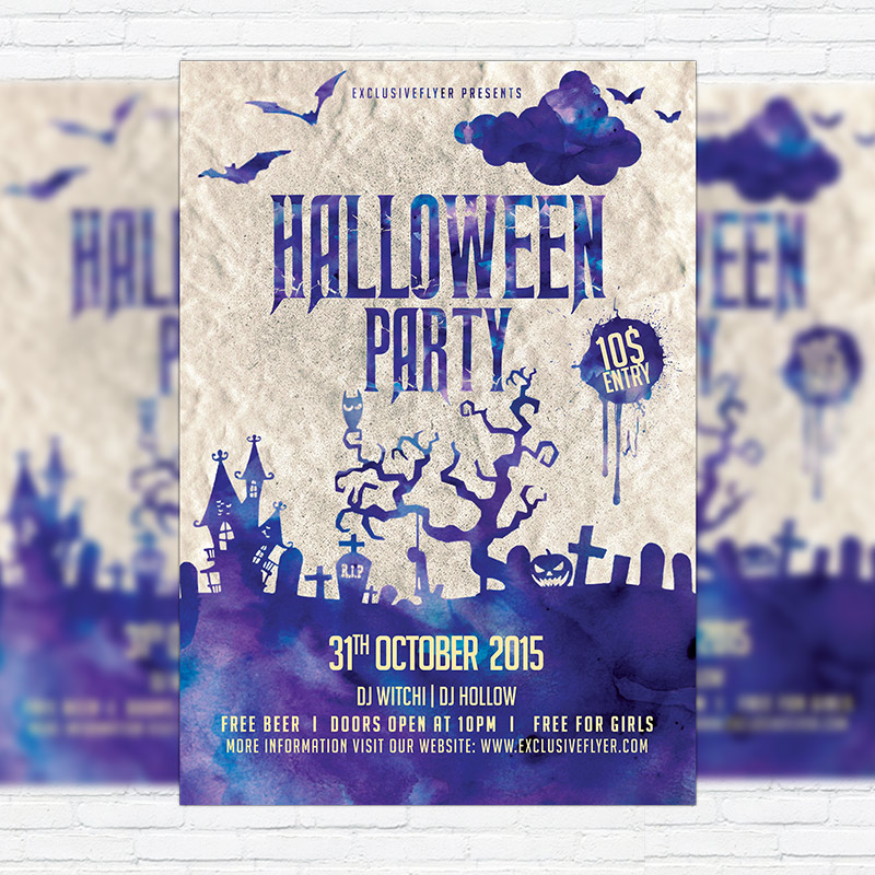 1-94.jpg Halloween Night Party - Premium Flyer Template + Facebook Cover - Image 1