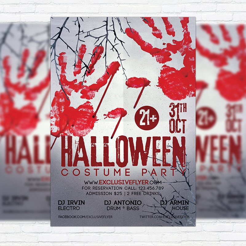 1-95.jpg Halloween Costume Party - Premium Flyer Template + Facebook Cover - Image 1