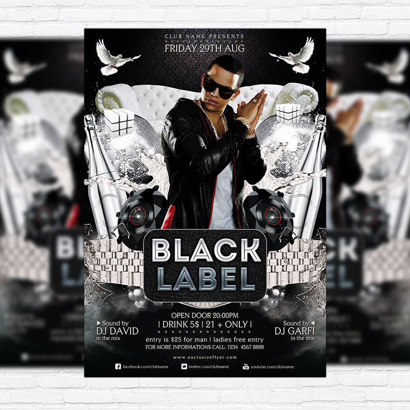 111-217.jpg Black Label - Premium Flyer Template + Facebook Cover - Image 1