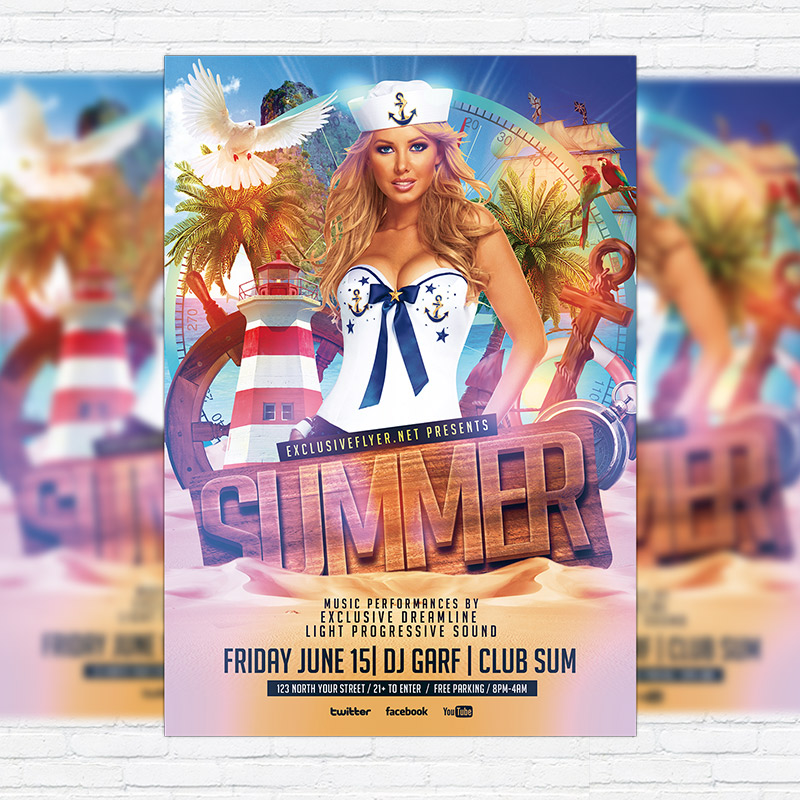 111-228.jpg Summer Party - Premium Flyer Template + Facebook Cover - Image 1