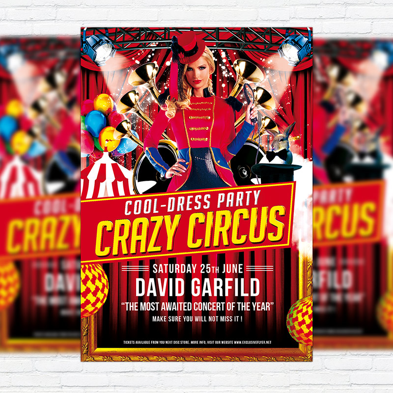 111-231.jpg Crazy Circus - Premium Flyer Template + Facebook Cover - Image 1
