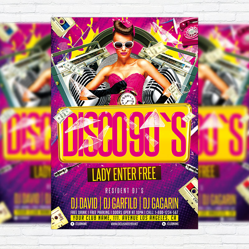 111-236.jpg Disco 90`s Party - Premium Flyer Template + Facebook Cover - Image 1