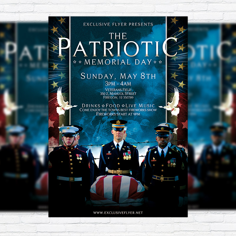111-238.jpg Patriotic Memorial Day - Premium Flyer Template + Facebook Cover - Image 1