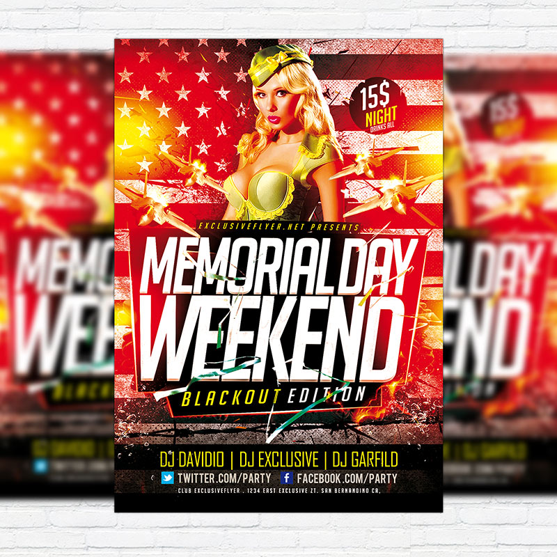 111-240.jpg Memorial Day Weekend - Premium Flyer Template + Facebook Cover - Image 1