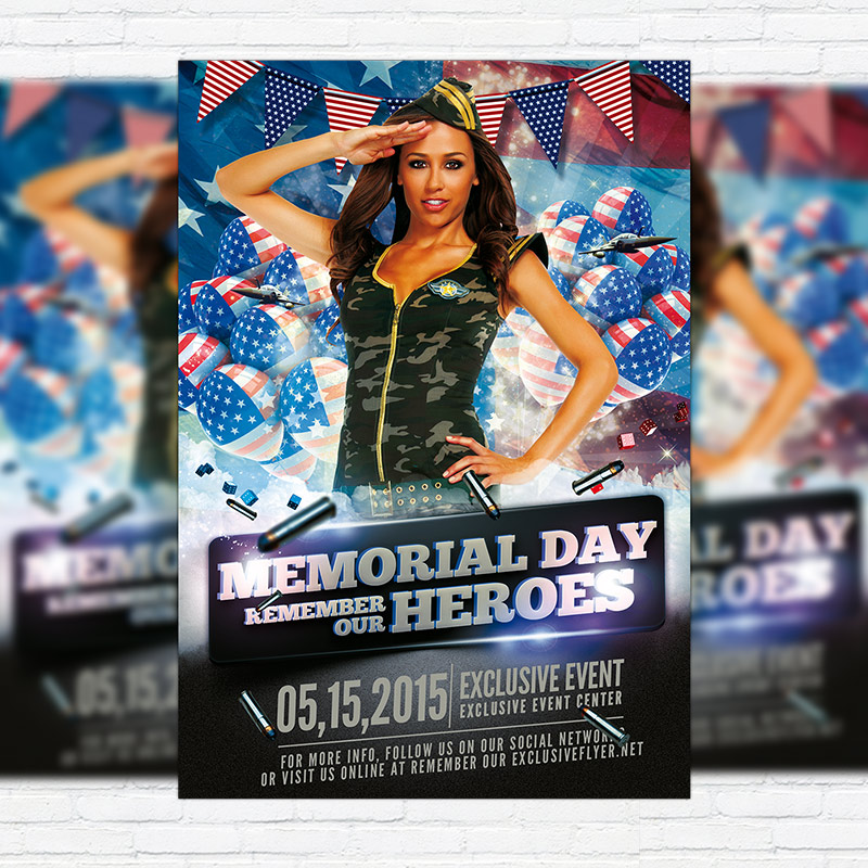 111-241.jpg Memorial Day Heroes - Premium Flyer Template + Facebook Cover - Image 1