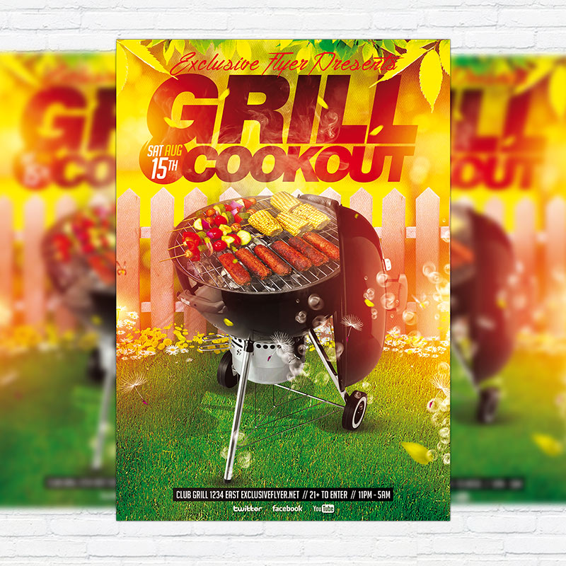111-246.jpg Grill Cookout - Premium Flyer Template + Facebook Cover - Image 1