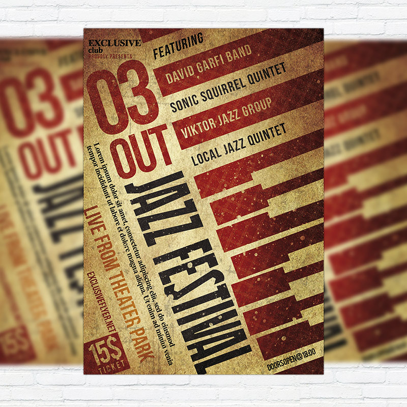 111-375.jpg Jazz Festival Vol.2 - Premium Flyer Template + Facebook Cover - Image 1