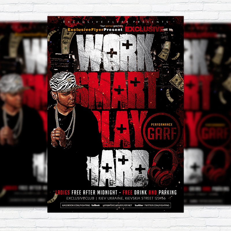 111-378.jpg DJ Play Hard - Premium Flyer Template + Facebook Cover - Image 1