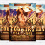 Country Music Night - Premium Flyer Template + Facebook Cover