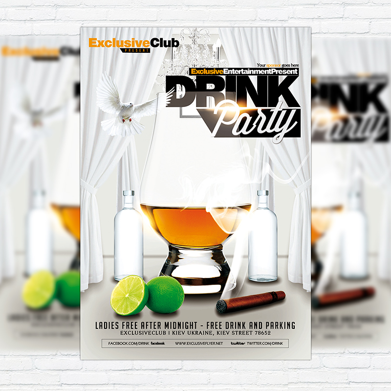 111-388.jpg Drink Party - Premium Flyer Template + Facebook Cover - Image 1