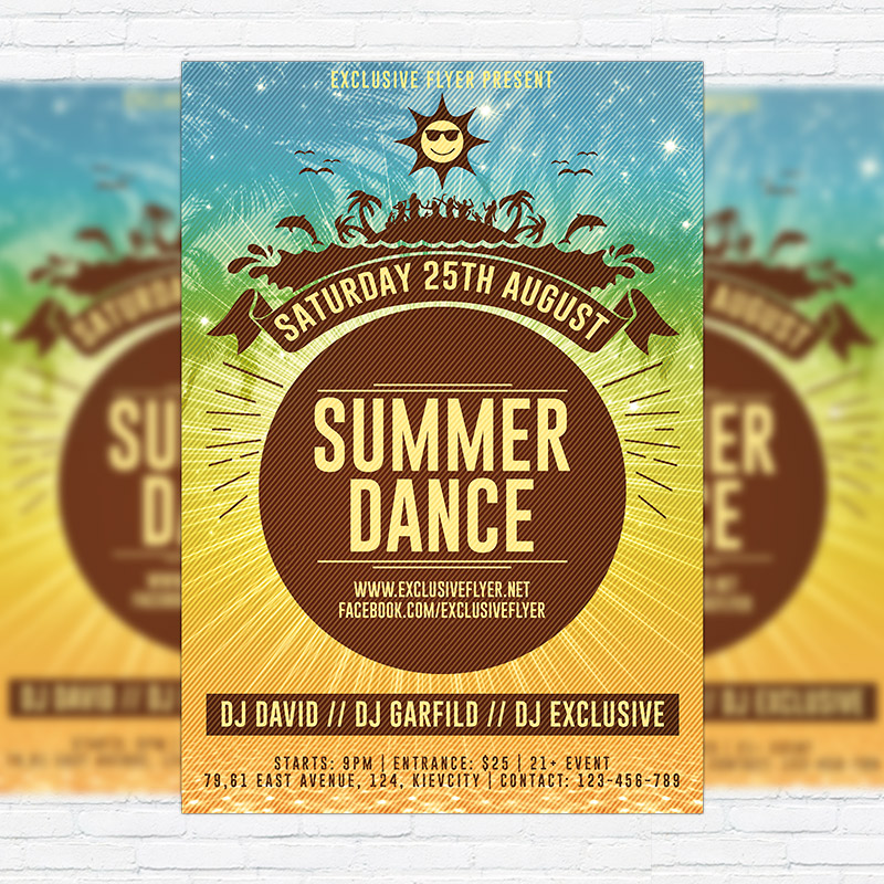 111-403.jpg Summer Dance Party - Premium Flyer Template + Facebook Cover - Image 1