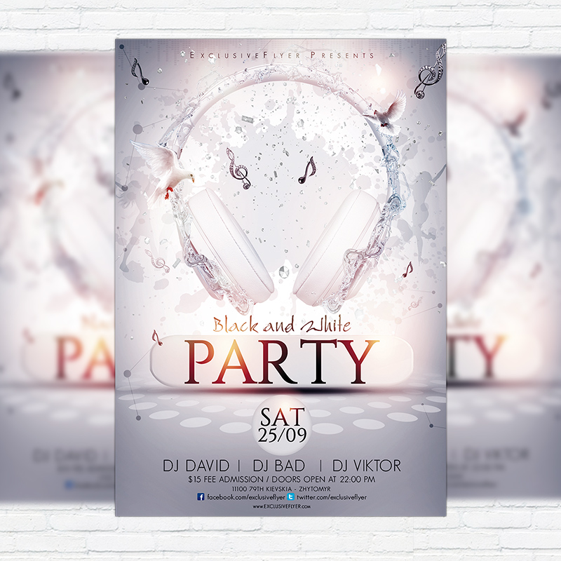 111-404.jpg Black and White Party - Premium Flyer Template + Facebook Cover - Image 1