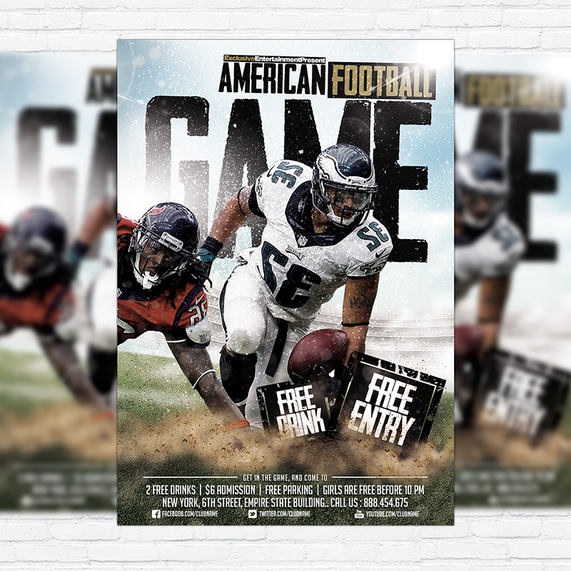 111-410.jpg American Football Game - Premium Flyer Template + Facebook Cover - Image 1