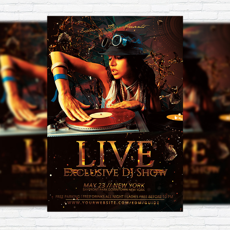 111-412.jpg Exclusive DJ Live Show - Premium Flyer Template + Facebook Cover - Image 1