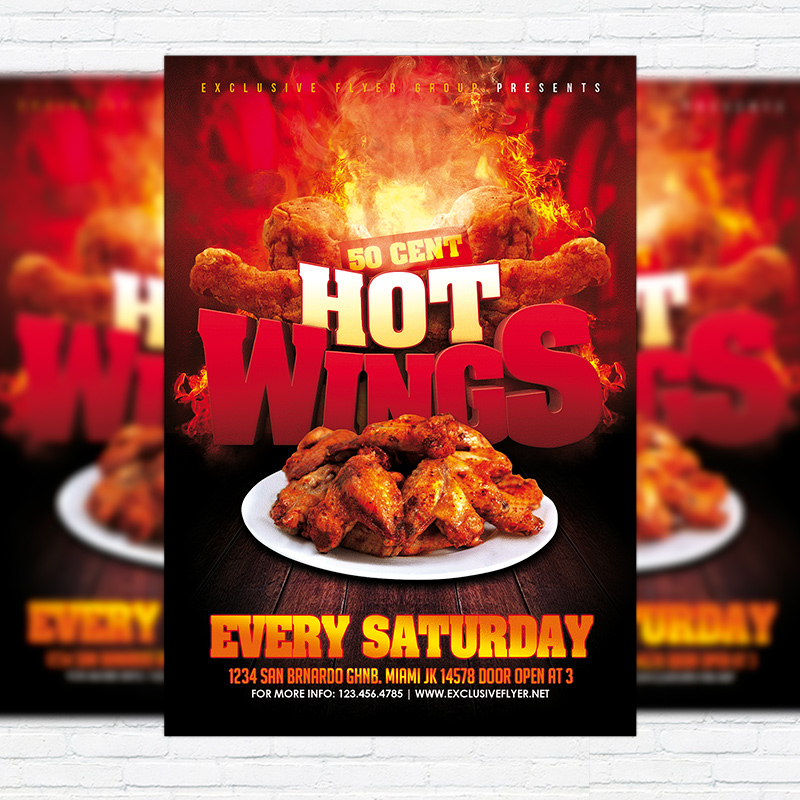 111-426.jpg Hot Wings - Premium Flyer Template + Facebook Cover - Image 1
