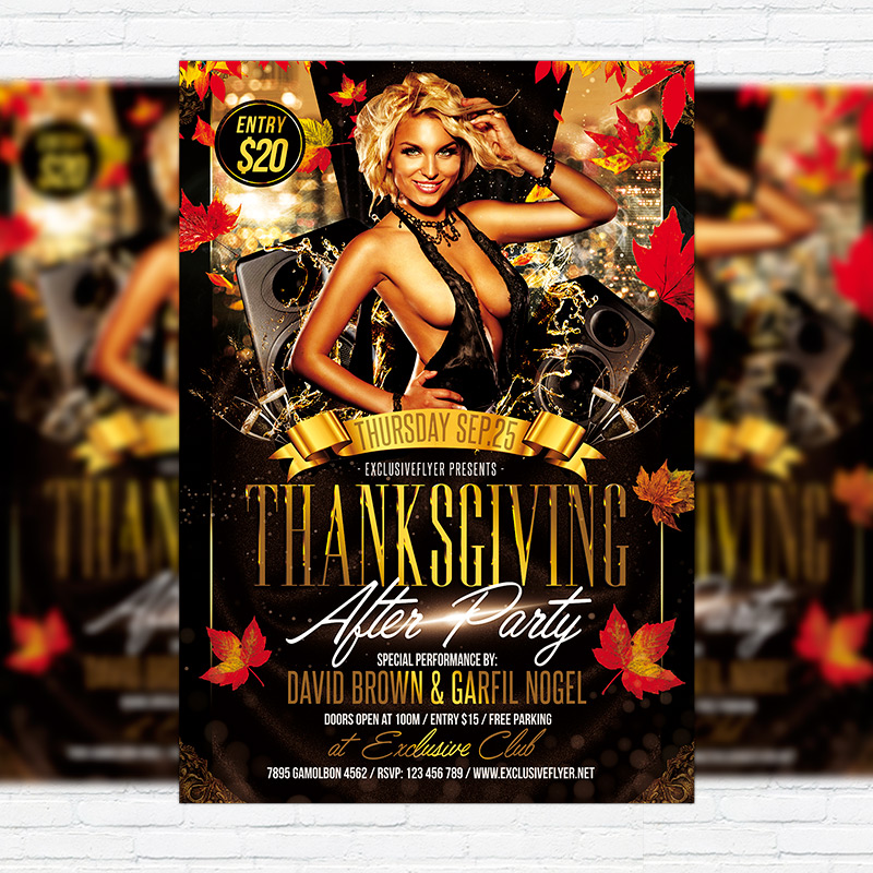 111-445.jpg Thanksgiving After Party - Premium Flyer Template + Facebook Cover - Image 1