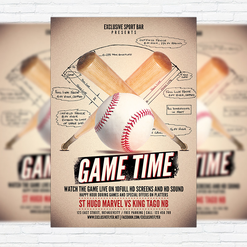 111-465.jpg Baseball Game - Premium Flyer Template + Facebook Cover - Image 1