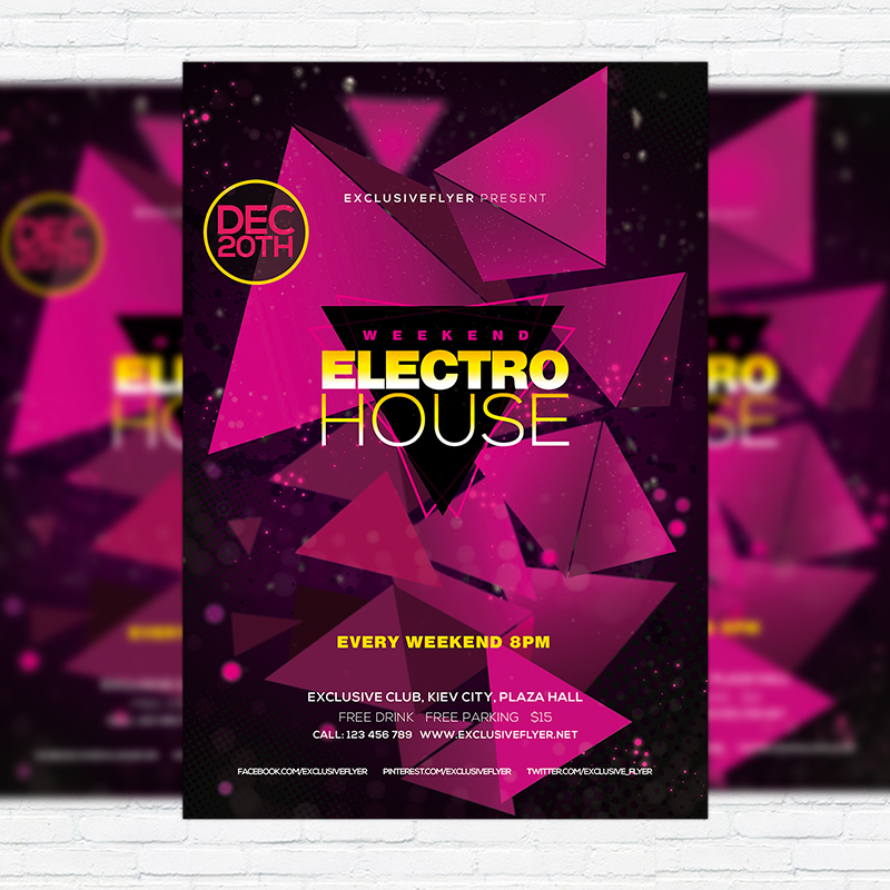 111-468.jpg Electro House - Premium Flyer Template + Facebook Cover - Image 1