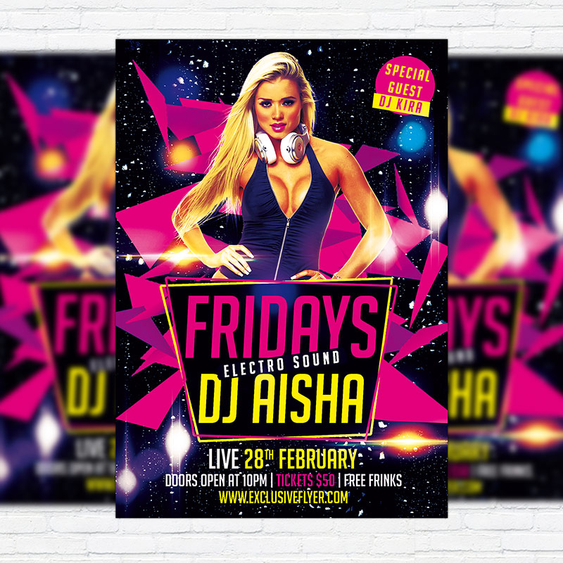 111114.jpg Fridays Electro Sound Party - Premium PSD Flyer Template - Image 1