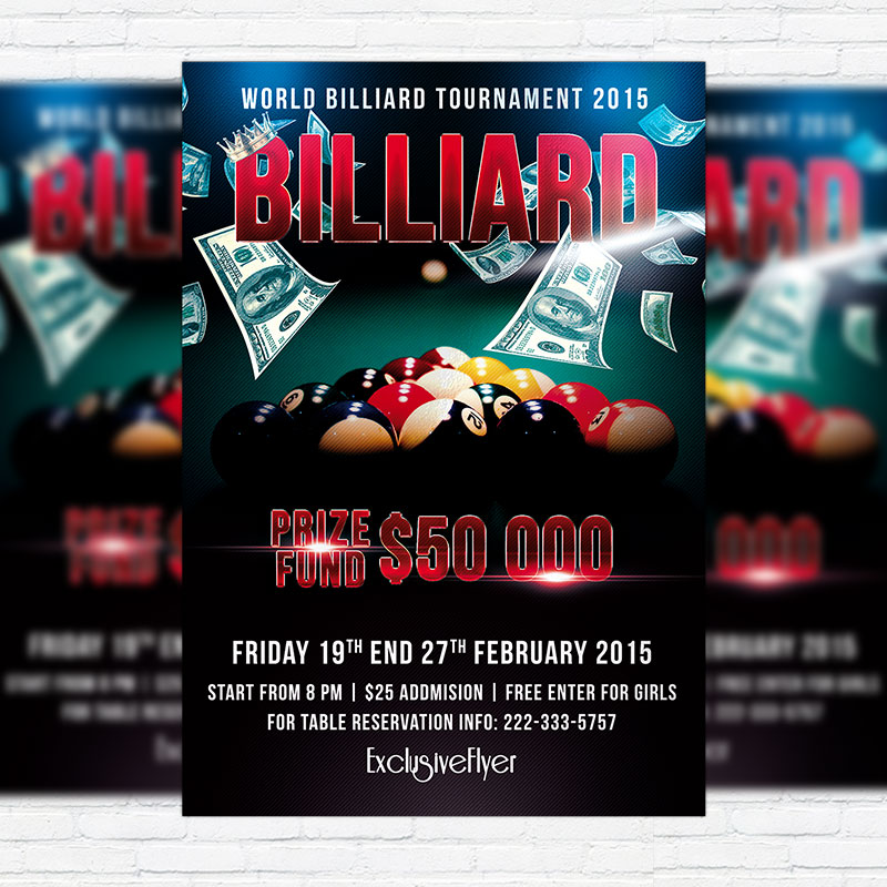 11114.jpg Billiard Tournament - Premium PSD Flyer Template - Image 1
