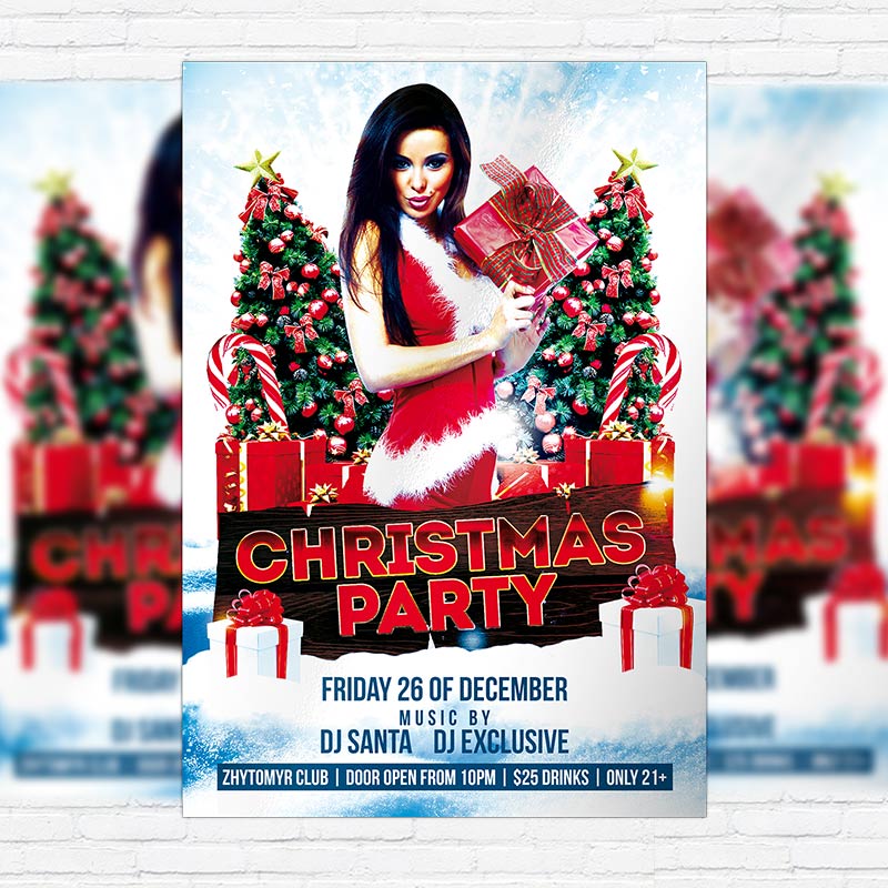 11115.jpg Christmas / New Year / X-mas Night Party - Free Club and Party Flyer PSD Template - Image 1
