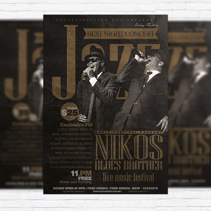 111152.jpg Jazz Festival - Premium Flyer Template + Facebook Cover - Image 1