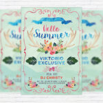 Watercolor Summer - Premium Flyer Template + Facebook Cover