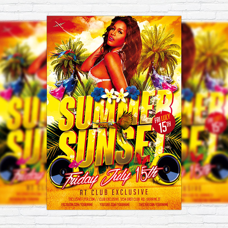 111202.jpg Summer Sunset - Premium Flyer Template + Facebook Cover - Image 1