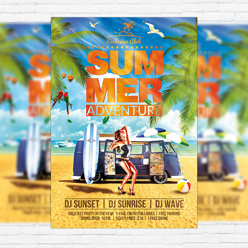 111222.jpg Summer Adventure - Premium Flyer Template + Facebook Cover - Image 1