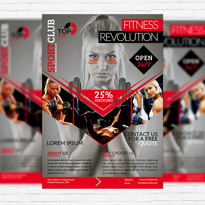 11124.jpg Fitness Revolution - Premium Flyer Template + Facebook Cover - Image 1