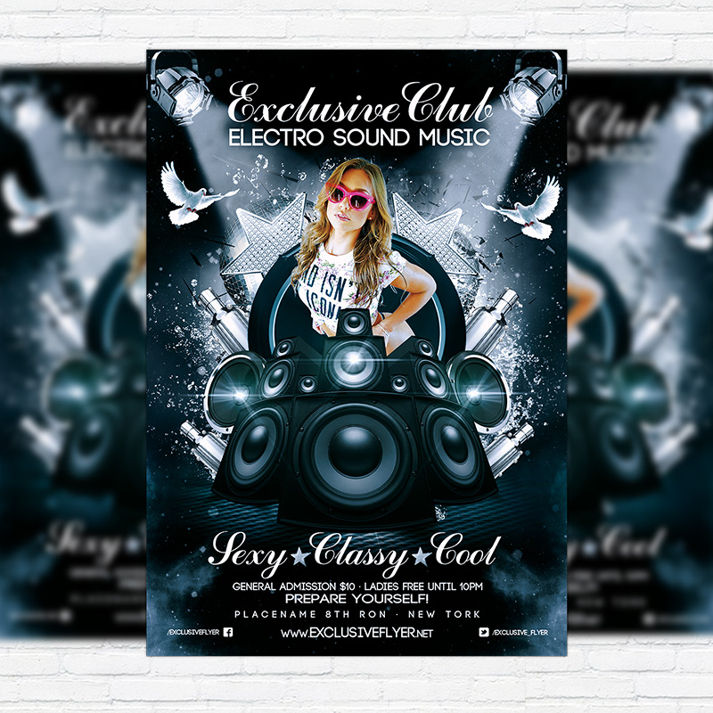 11128.jpg Exclusive Club - Premium Flyer Template + Facebook Cover - Image 1