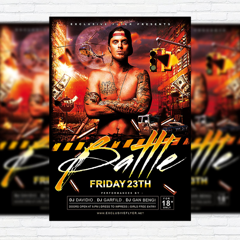 11129.jpg Rapper Battle - Premium Flyer Template + Facebook Cover - Image 1