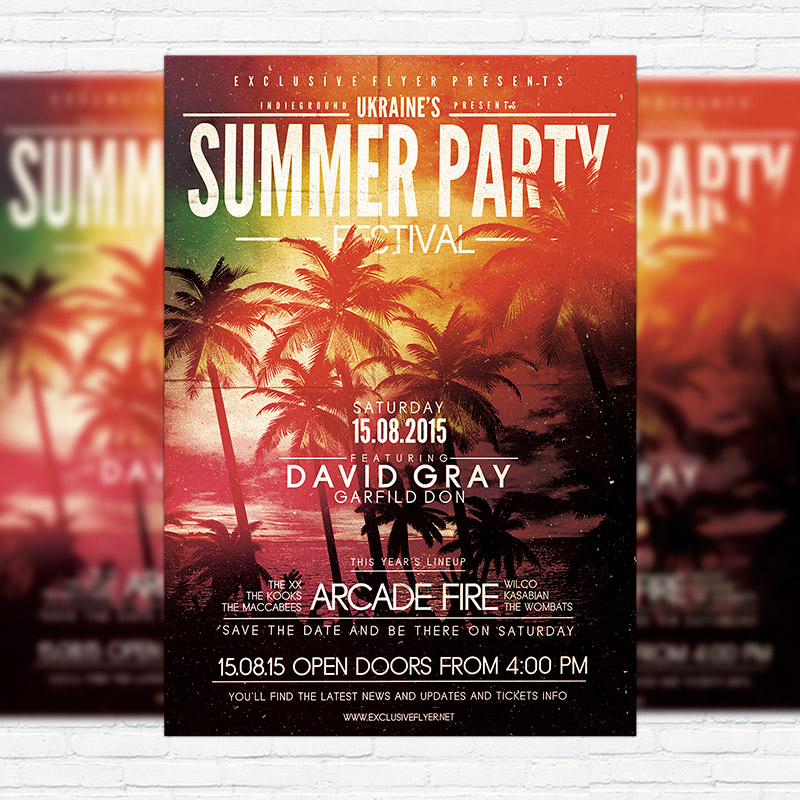 111291.jpg Summer Party Festival - Premium Flyer Template + Facebook Cover - Image 1