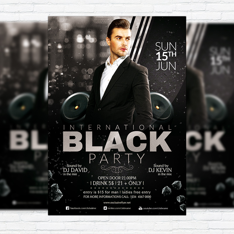 111310.jpg International Black Party - Premium Flyer Template + Facebook Cover - Image 1