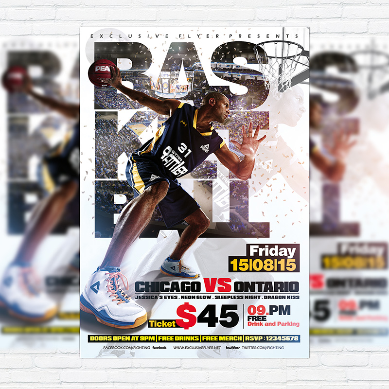 111352.jpg Basketball - Premium Flyer Template + Facebook Cover - Image 1