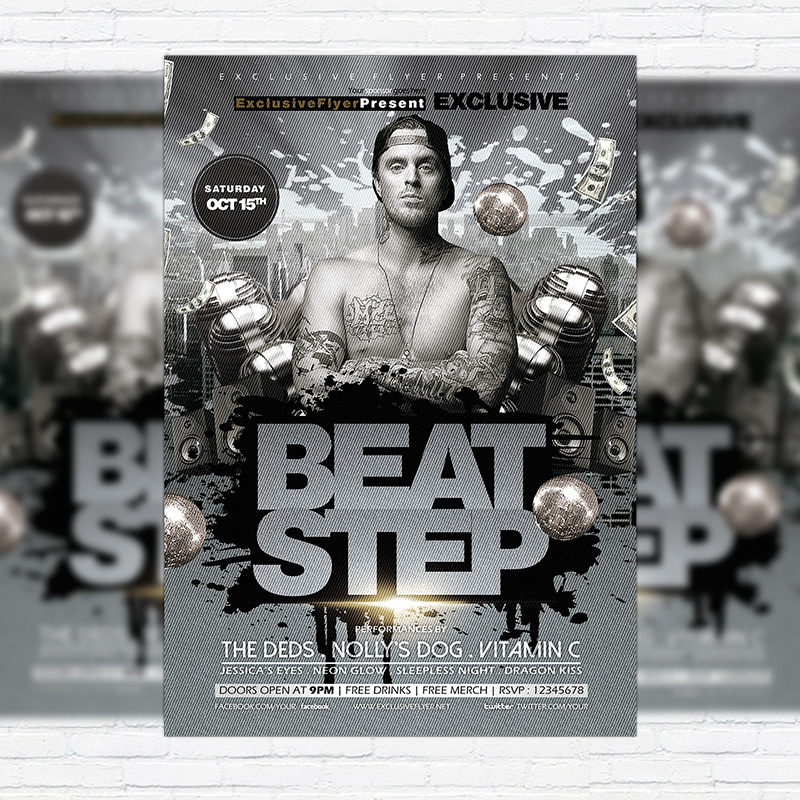 111381.jpg Beat Step - Premium Flyer Template + Facebook Cover - Image 1