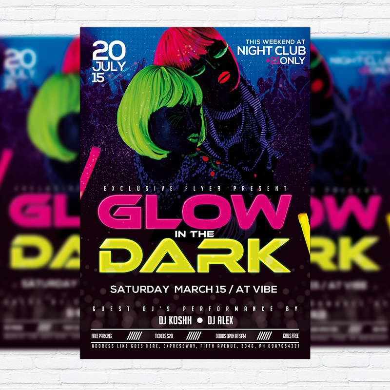 111391.jpg Glow in the Dark - Premium Flyer Template + Facebook Cover - Image 1