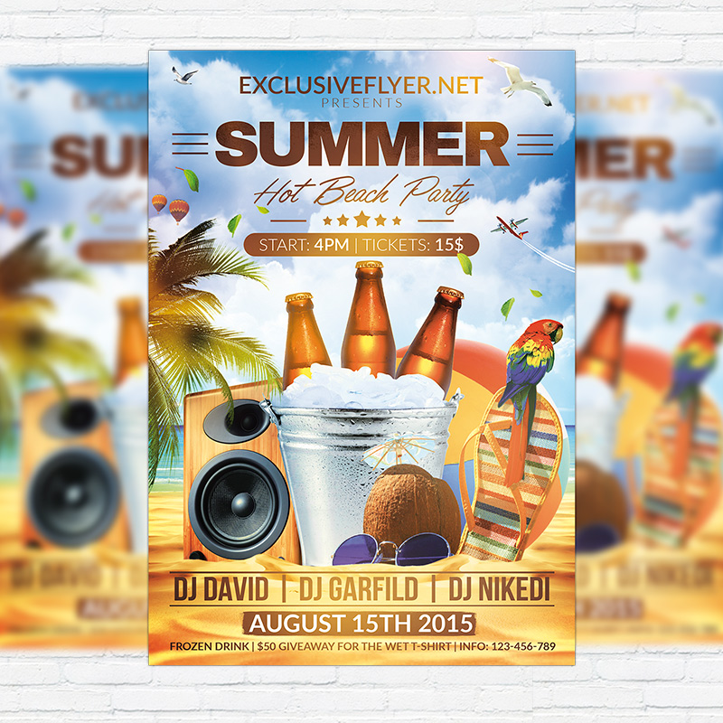 111402.jpg Summer Hot Beach Party - Premium Flyer Template + Facebook Cover - Image 1
