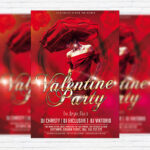 Valentine Romantic Love Party - Free Club and Party Flyer PSD Template