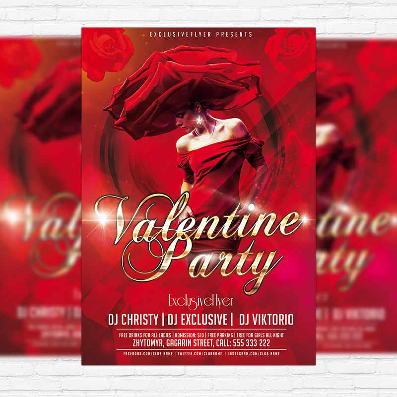 11141.jpg Valentine Romantic Love Party - Free Club and Party Flyer PSD Template - Image 1