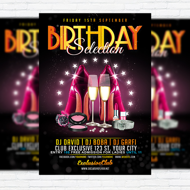 111413.jpg Ladies Birthday - Premium Flyer Template + Facebook Cover - Image 1